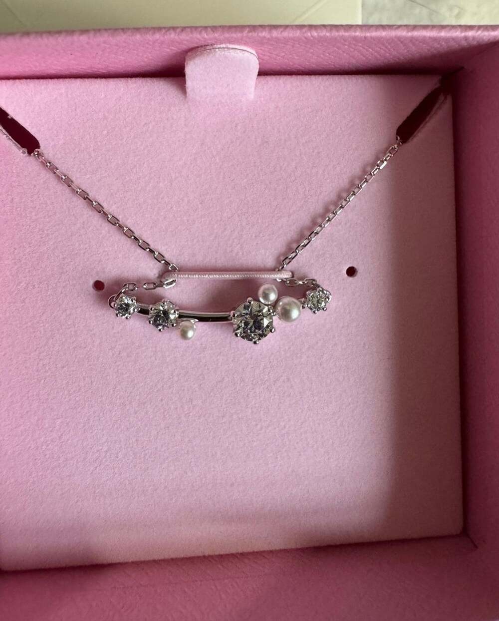 Swarovski Crystal Pearl Necklace Pendant Slider Box